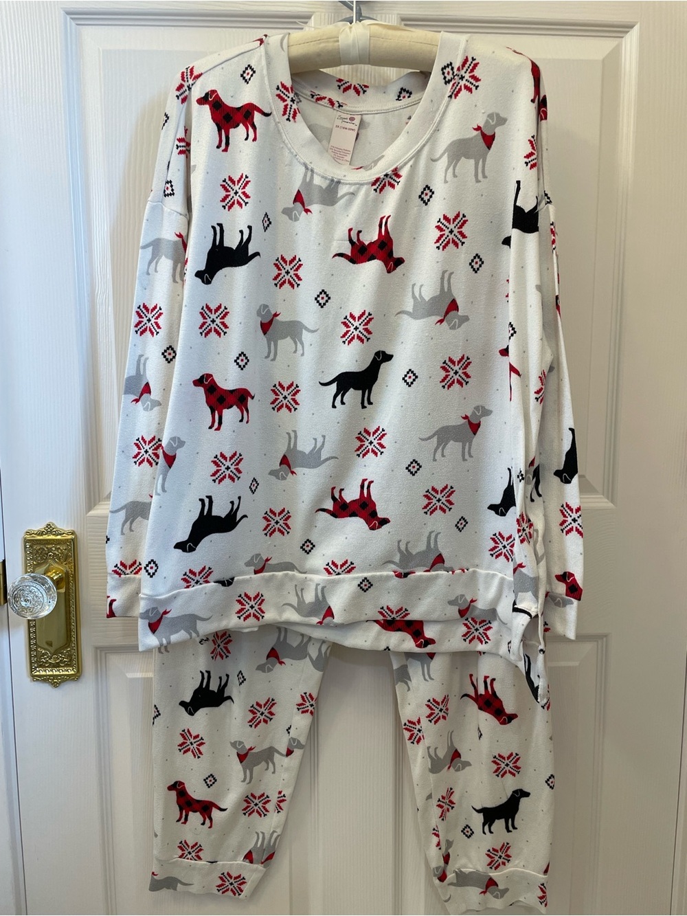Secret Treasures Red, White and  Black Dog Print Pajama Set